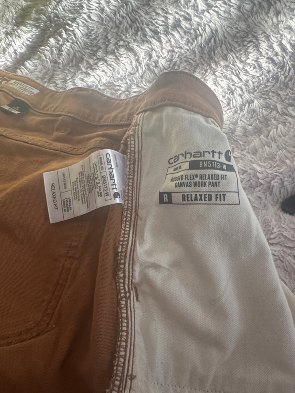 Carhartt Relaxed Fit Canvas Work Pants in Brown with Cream Lining